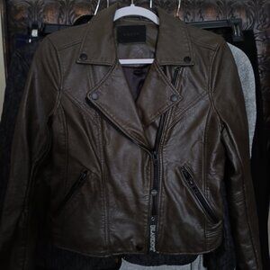 Blank NYC Dark Green-Brown Faux Leather Jacket